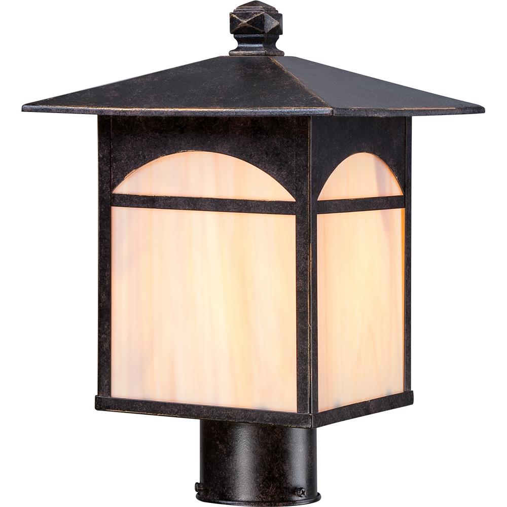 Nuvo Lighting 60/5655  Canyon 1 Light Outdoor Post Fixture with Honey Stained Glass in Umber Bronze Finish